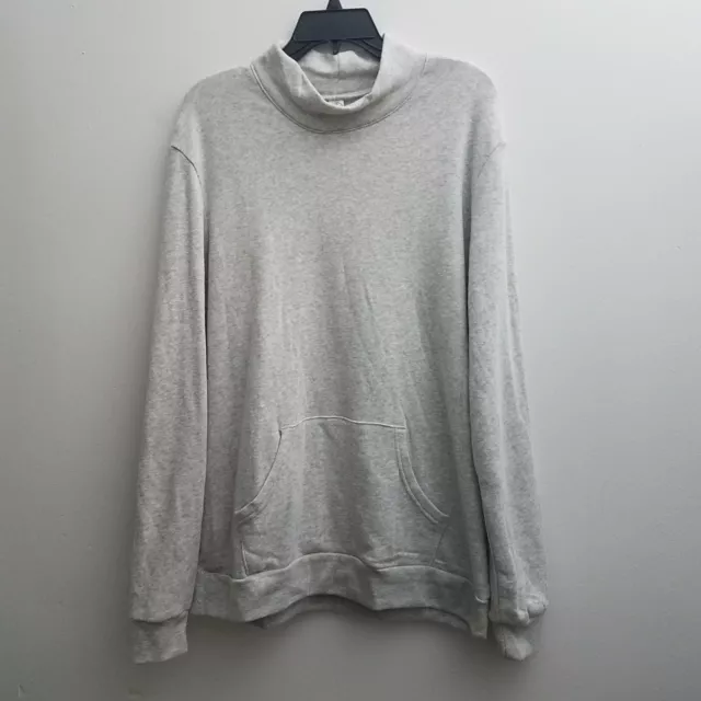 Alternative Apparel Sweatshirt Sz Large Light Gray Mock Neck Pouch Pockets NWT