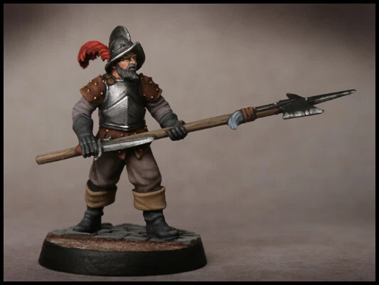 TOWN WATCH HALBERDIER. Painted 35mm Solomon Kane figure by Mythic Games.