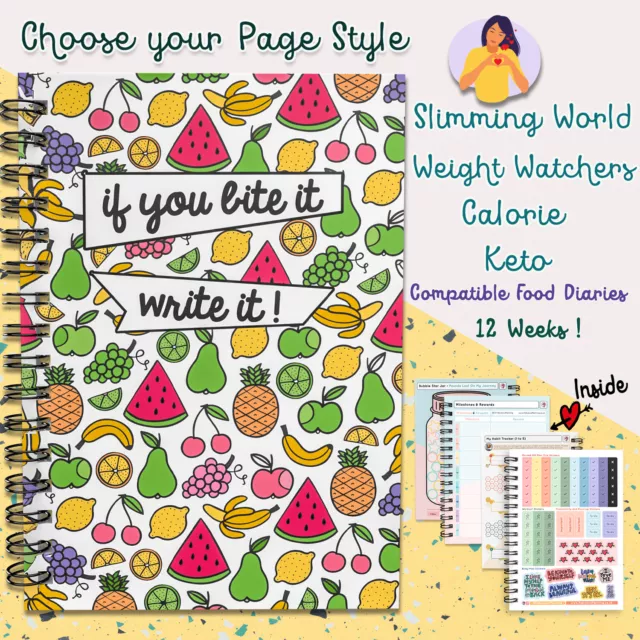 Food Diet Diary A5 Weight Loss Journal Log💚 S/Ww/ Cal/Keto Friendly💚 Planner