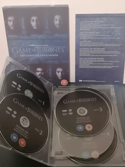 Game of Thrones - Series 6 - Complete (DVD, 2016) Used, Emilia Clarke, Kit Harin