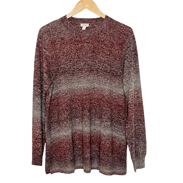 LOGO By Lori Goldstein Petra Ombre Sweater Maroon Size L Womens Berry Pullover