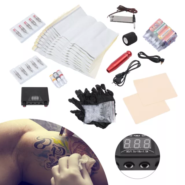 Professionelle Tattoo Maschine Kit mit Tattoo Stift,Tinte und Nadeln Praxis Haut