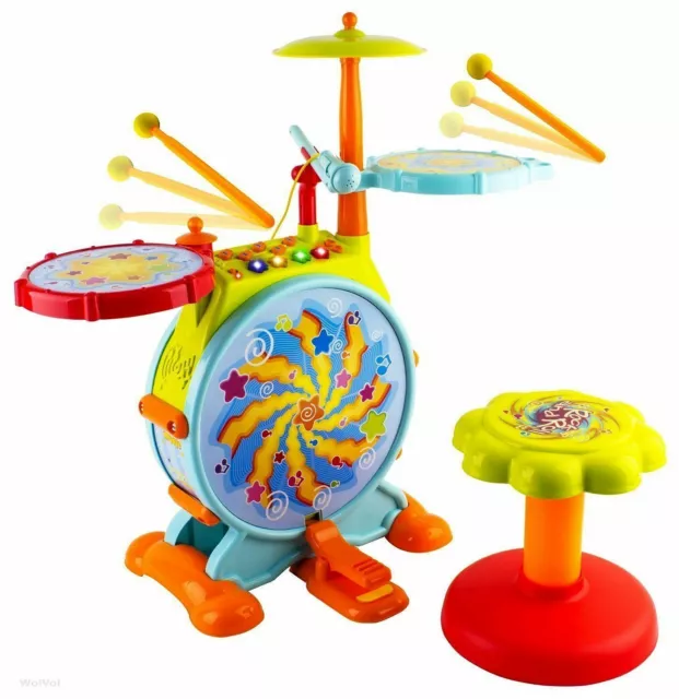 Kids Toddler First Electric Drum kit Set With Mic And Seat CHILDREN MUSICAL TOY