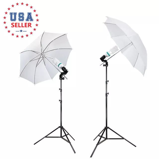 Soft Umbrella Stand White 33" Photography Continuous Lighting Kit Photo Studio