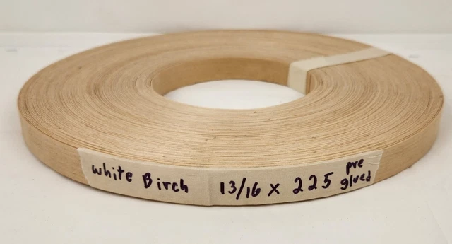 Wood Edge Banding Veneer White Birch Pre-Glued 7/8” x 225’