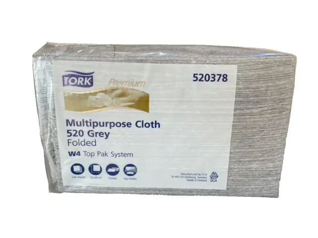 Tork Premium Multipurpose Cloth 520 Grey Folded – 140 Sheets 42x38 cm  # 520378