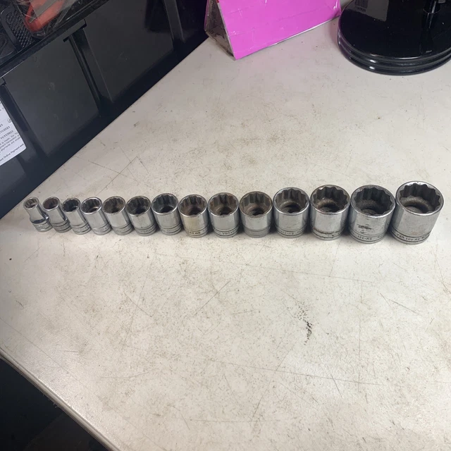 SNAP ON TOOLS - 14pc Vintage Shallow 1/2” Drive Socket Set, (7/16” - 1 1/4”) USA
