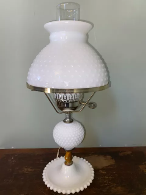 Vintage Gone With the Wind Hobnail with a Tray Milk Glass Tall Stand Table Lamp