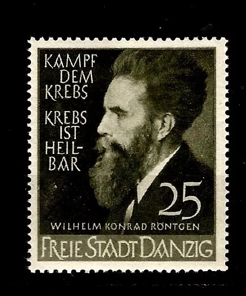 1939 Free City Danzig Wilhelm Röntgen Scientist Nobel Prize Winner X-rays Stamp