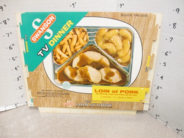SWANSON TV DINNER box LOIN OF PORK 1960s vintage frozen food,french fries apples