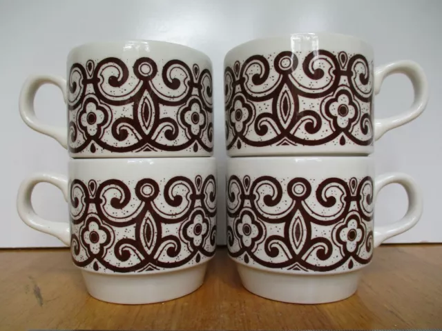 Vintage Biltons of England Retro Stackable Coffee Tea Mug Pattern Cups Set of 4