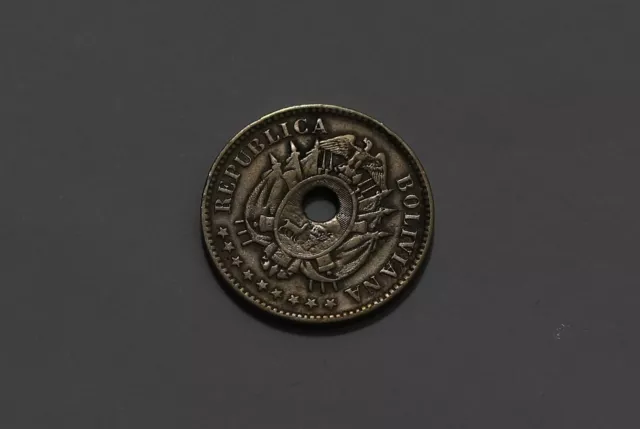 🧭 🇧🇴 Bolivia 10 CENTAVOS 1883 SHARP DETAILS B58 #Z8049