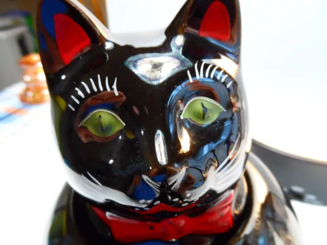 Vintage SHAFFORD Redware Ceramic BLACK CAT Figural TEAPOT - JAPAN