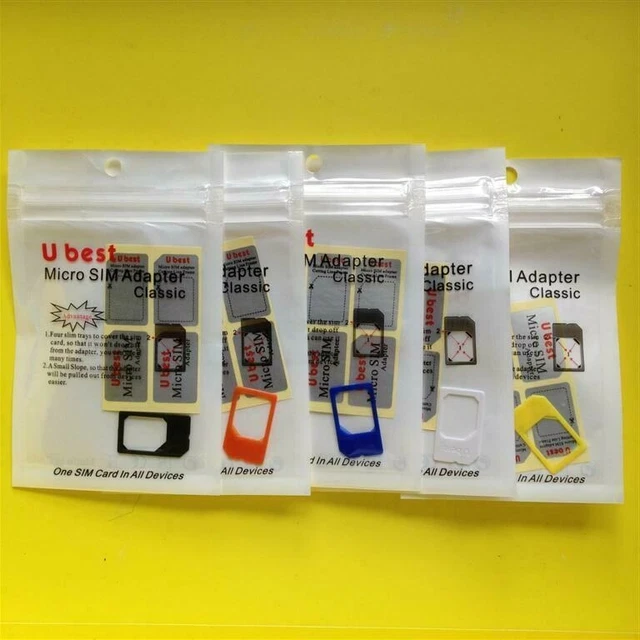 325x Micro Sim Adapters Adaptors Yellow/Blue/White/Black/Orange Job Lot C4
