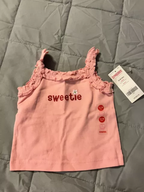 New Toddler Gymboree Girls Sweetie Shirt Pink Tee Tank Top Outfit Size 12-18M
