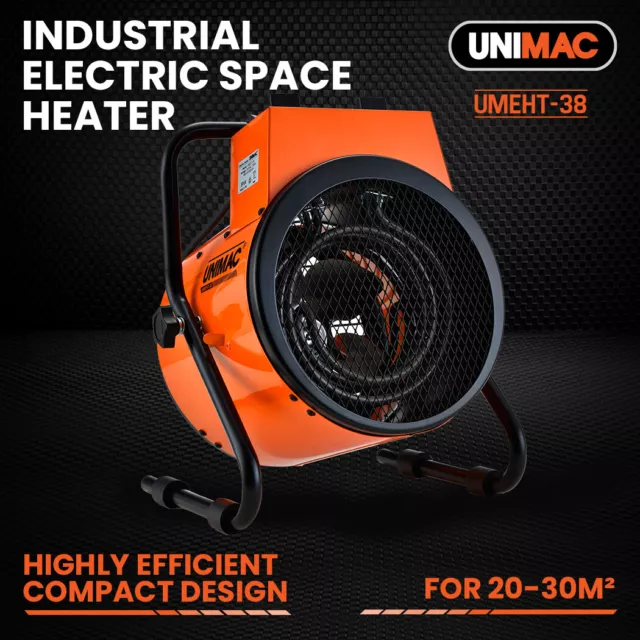 UNIMAC 2400W Portable Small Space Heater Electric Fan Workshop Warehouse Blow