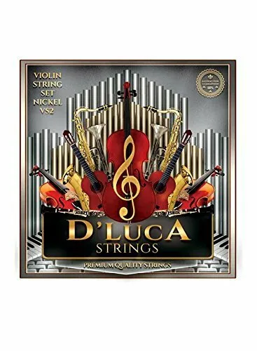 D'Luca Stainless Steel Core Flat Nickel Wound, Ball End Violin String Set 1/8