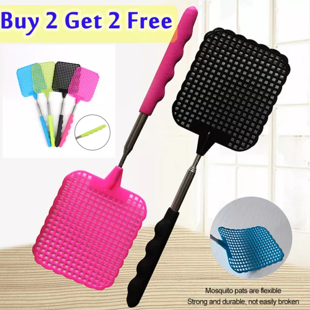 Heavy-Duty Extendable Fly Swatter Plastic Bug Mosquito Insects Killer Telescopic