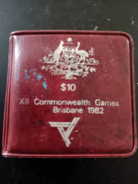 1982 $10 Sterling Silver Brisbane Commonwealth Games UNC Coin in Original Wallet