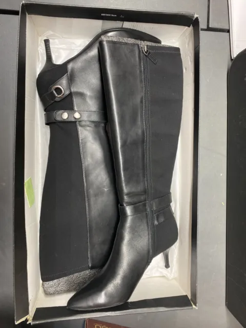 Tahari Women's Tabor Black Leather Heel Knee High Boots Size 9M
