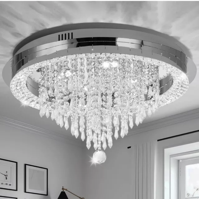 Sunny Hawaii Large Elegant Bead Crystal Chandelier,24in Modern Led IndoorCeiling