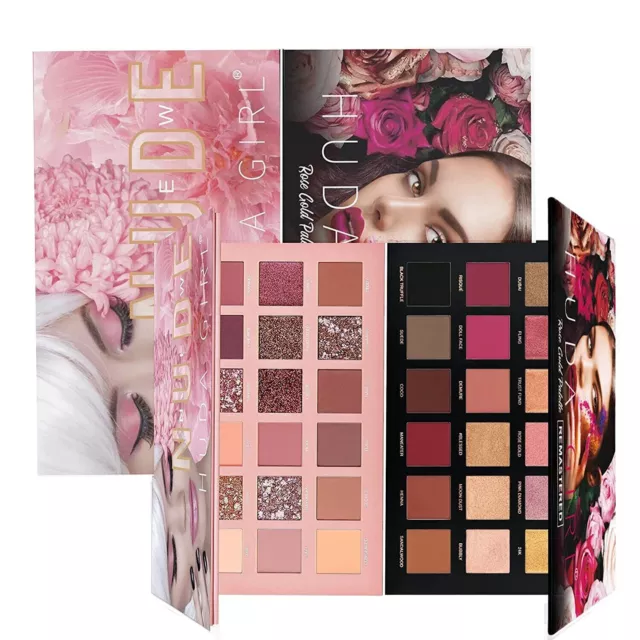 HUDA GIRL Beauty Rose Gold+ Nude Edition Eyeshadow Makeup Combo Kit, Pack of 2