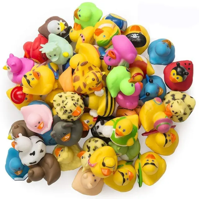 Kicko Assorted Rubber Ducks - 2 Inches - for Kids, Sensory Play, Stress Relief,