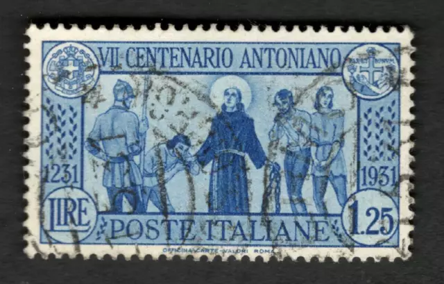 1931 Italy Sc #262 1.25 Lire - St Anthony Freeing Prisoners - Used stamp Cv$9.50