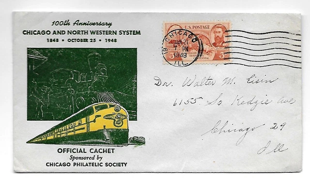 CF10 Chicago & North Western System 100th Aniv.  1948 Official Cachet