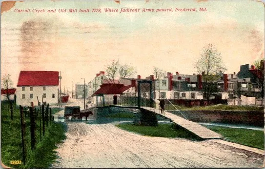 Frederick MD, Carroll Creek and Old Town Mill, Vintage Maryland Postcard