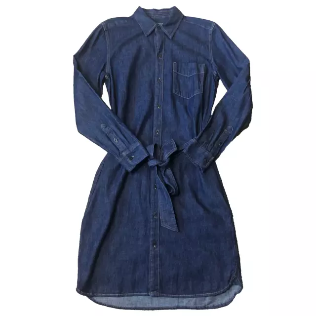 LAUREN RALPH LAUREN Sz MED Shirt Dress Blue Denim Dark Wash Long Sleeve Belted