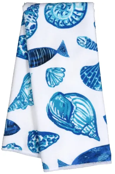 Seashell Towels Set of 2 Kitchen Dish Bathroom Hand Blue Sea Shell FREE SHIPPING 2