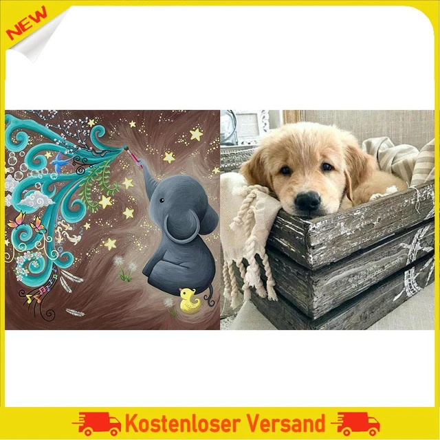 Oil Paint By Numbers Small Animal Frameless Picture Craft Kit for Living Room