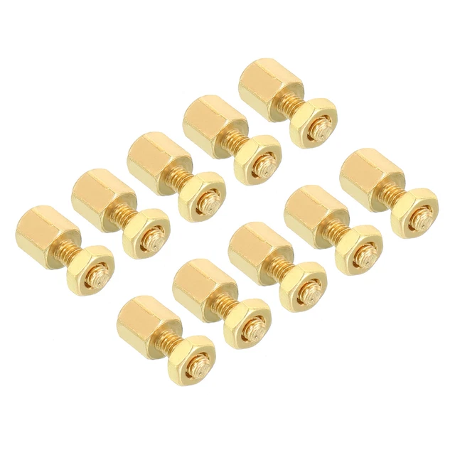 5mm+6mm M2.5 Standoff Screws 40 Pack Brass Hex PCB Standoffs Nuts Gold Tone