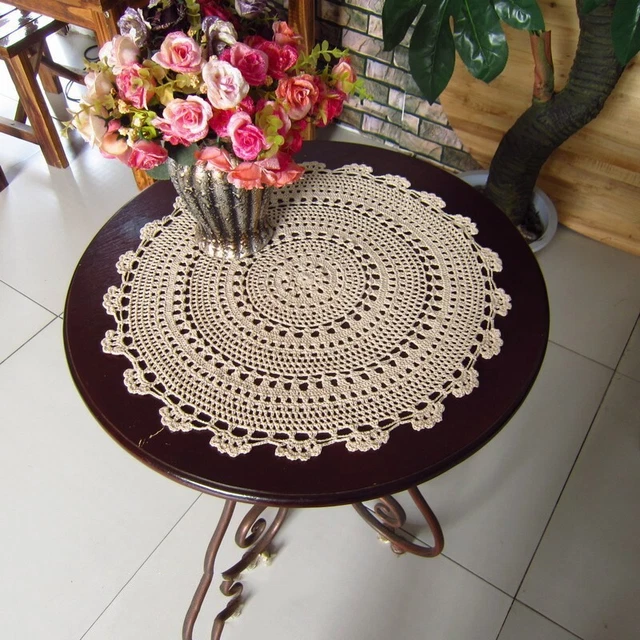 Vintage Nappe Décor Maison Fait à la Main Crochet Dentelle Coton Napperon Pad