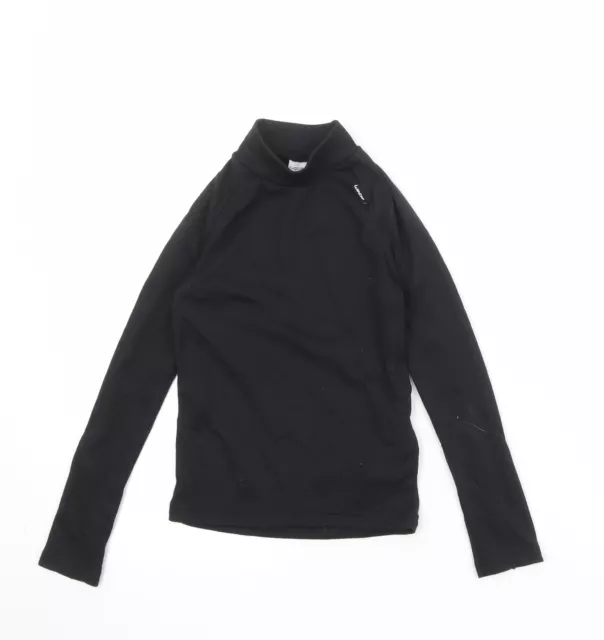 DECATHLON Niñas Negro Poliéster Básico Camiseta Talla 8 Años Cuello Alto Pullover