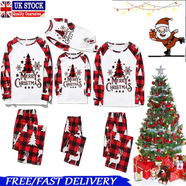 Christmas Pyjamas Set Pajama Outfit Family Matching Nightwear Sleepwear UK Stock