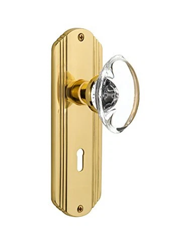 Nostalgic Warehouse Deco Plate with Keyhole Oval Clear Crystal Glass Knob, Pr...