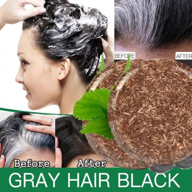 Cover Grey Bar Shampoo Soap Natural Polygonum Essence Hair Darkening Shampoo⌒