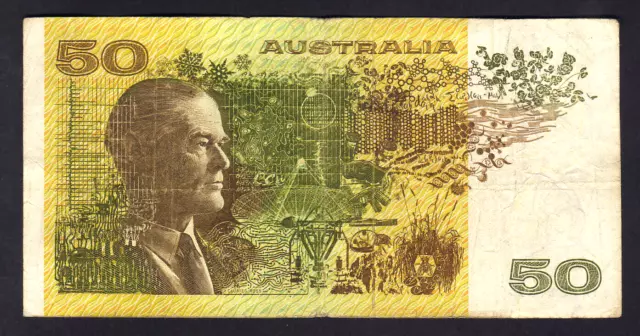 Australia R-505 F. (1973) 50 Dollars - Phillips/Wheeler. 1st Prefix YAA.  Fine 2