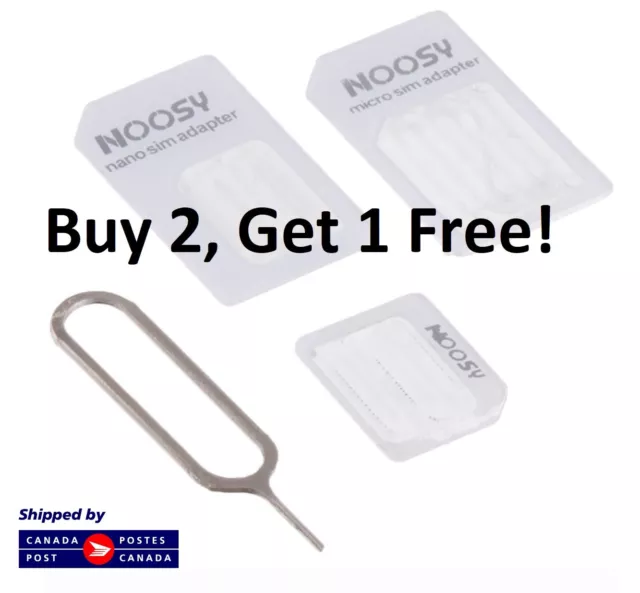 Nano Micro Mini Standard SIM Card Adapter Kit Set Adapter Tools Noosy White