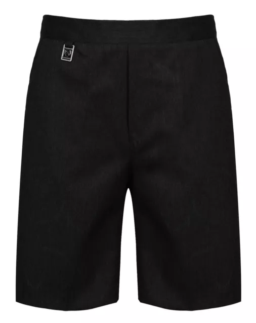 Boys School Shorts Pull Up Pull On Elastic Black Grey Age 3-16 Years