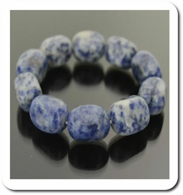 Sodalith- Lapis Lazuli Bracelet Nature Pierre Pépite 44 Taille Bleu Blanc