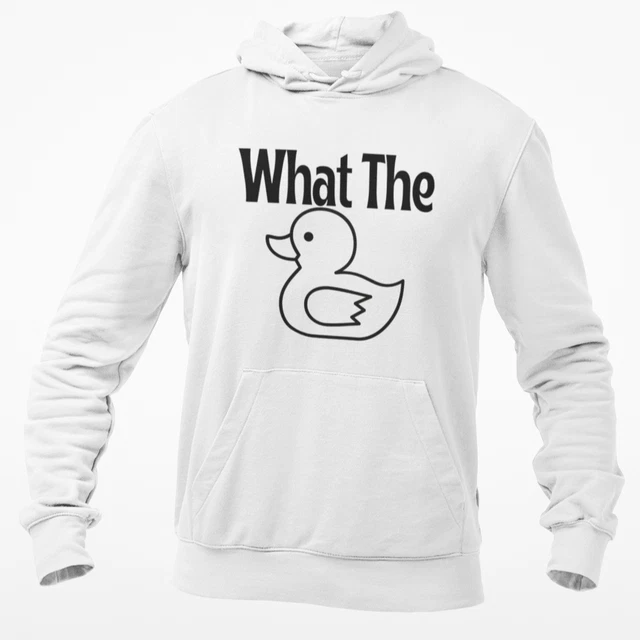 Felpa con cappuccio What The Duck non giurata divertente novità gioco scherzo regalo
