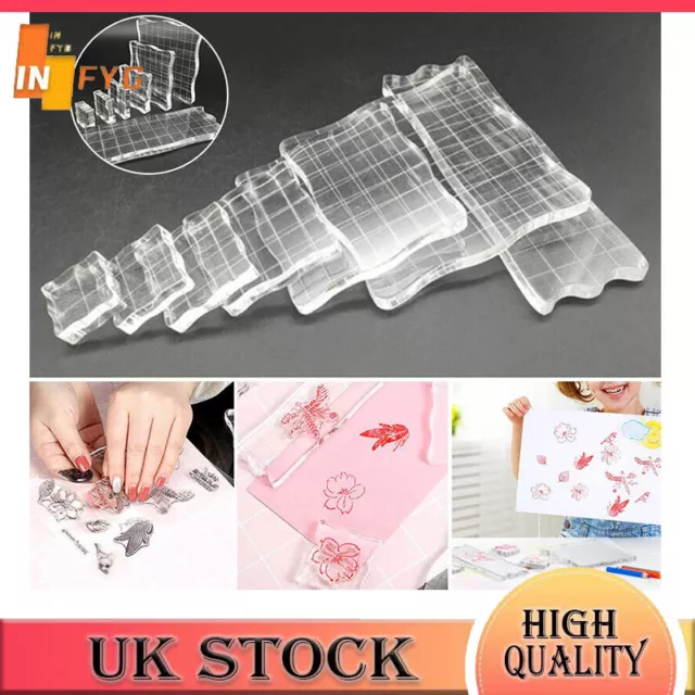 7Pcs Transparent Acrylic Clear Stamp Block Pad DIY Scrapbooking Handmade Tool AU