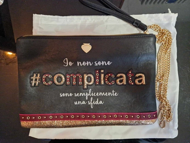LE PANDORINE Borsa Pochette Con Tracolla Nera e Oro Busta 31X21 Regalo EUR 41 90 PicClick IT