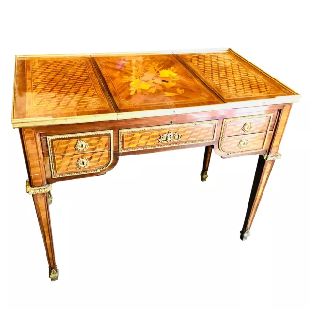 19th Century French Louis XVI Style Inlaid Kingwood Desk