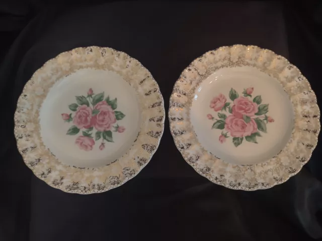 Pair of Lovely Vintage Sebring Pottery Co. China Bouquet Side Bread Plates 6 ¼”