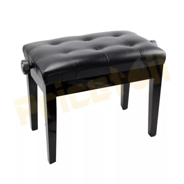 OZ New Luxury Adjustable Piano Keyboard Bench Stool PU Leather Seat Black Chair 3