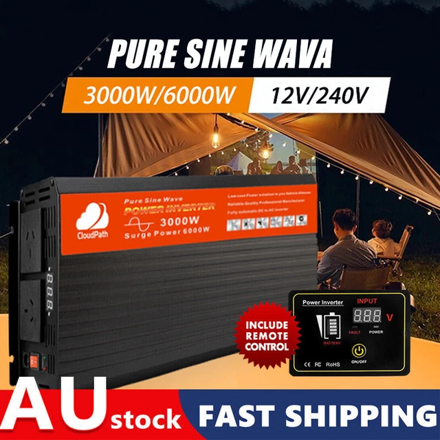 CLOUDPATH 3000W/6000W PURE Sine Wave Power Inverter 12V-240V USB